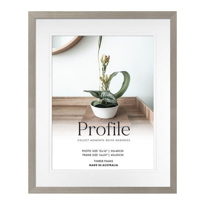 Elegant Deluxe Stone Ash Timber Photo Frame 16x22in (40x56cm) to suit 12x18in (30x45cm) image from our Australian Made Picture Frames collection by Profile Products Australia