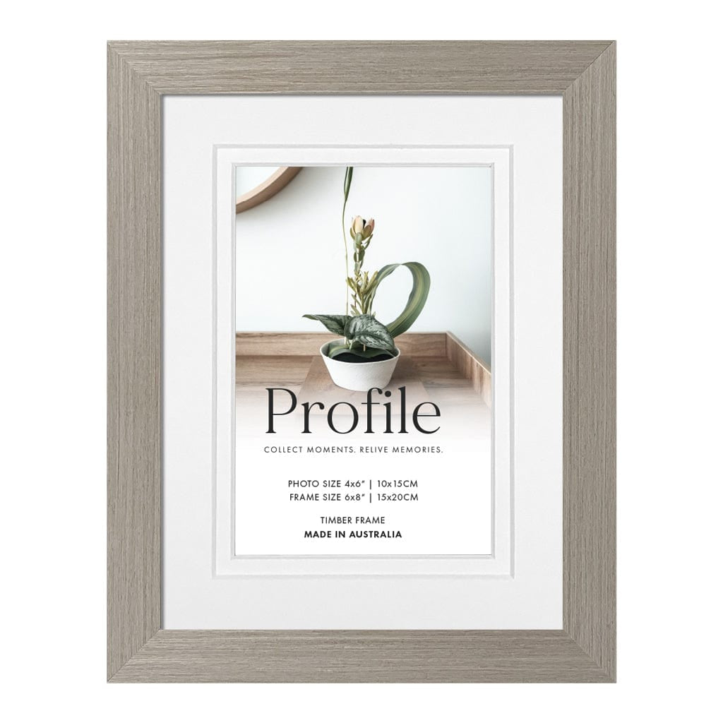Elegant Deluxe Stone Ash Timber Photo Frame 6x8in (15x20cm) to suit 4x6in (10x15cm) image from our Australian Made Picture Frames collection by Profile Products Australia