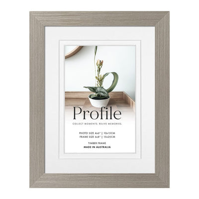 Elegant Deluxe Stone Ash Timber Photo Frame 6x8in (15x20cm) to suit 4x6in (10x15cm) image from our Australian Made Picture Frames collection by Profile Products Australia