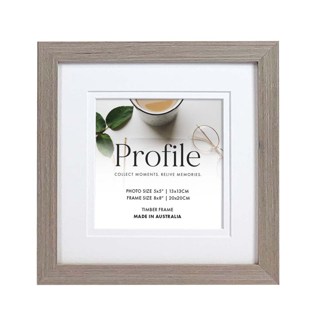 Elegant Deluxe Stone Ash Timber Photo Frame 8x8in (20x20cm) to suit 6x6in (15x15cm) image from our Australian Made Picture Frames collection by Profile Products Australia