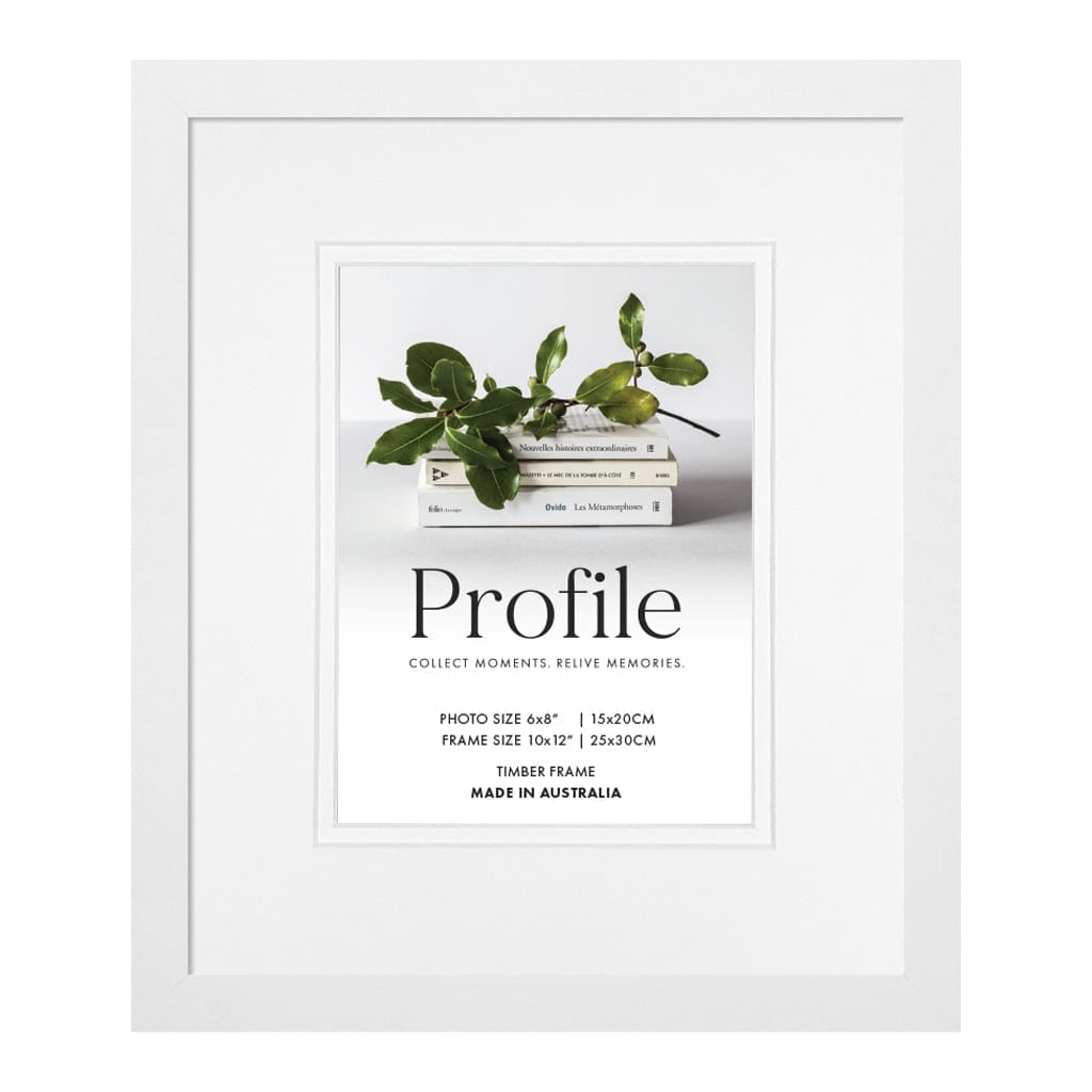Elegant Deluxe White Photo Frame 10x12in (25x30cm) to suit 6x8in (15x20cm) image from our Australian Made Picture Frames collection by Profile Products Australia