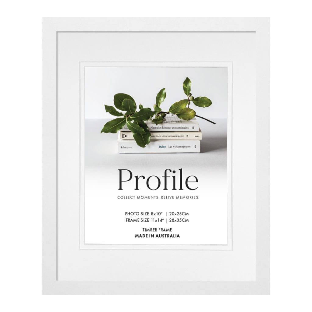 Elegant Deluxe White Photo Frame 11x14in (28x35cm) to suit 8x10in (20x25cm) image from our Australian Made Picture Frames collection by Profile Products Australia