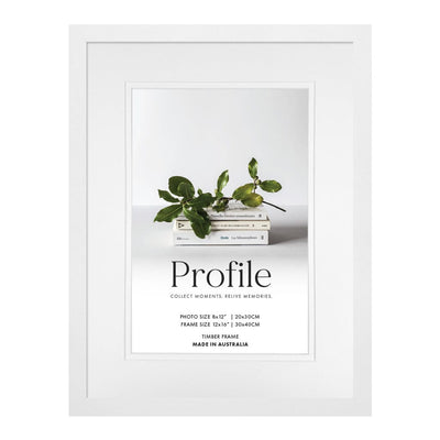 Elegant Deluxe White Photo Frame 12x16in (30x40cm) to suit 8x12in (20x30cm) image from our Australian Made Picture Frames collection by Profile Products Australia
