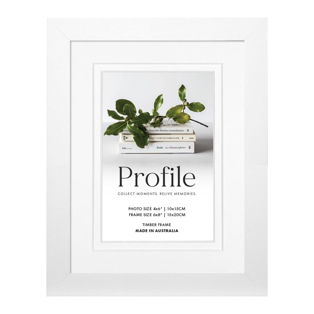 Elegant Deluxe White Photo Frame 6x8in (15x20cm) to suit 4x6in (10x15cm) image from our Australian Made Picture Frames collection by Profile Products Australia