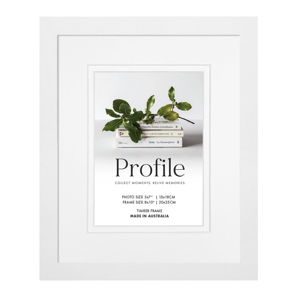 Elegant Deluxe White Photo Frame 8x10in (20x25cm) to suit 5x7in (13x18cm) image from our Australian Made Picture Frames collection by Profile Products Australia