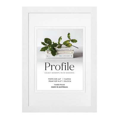 Elegant Deluxe White Photo Frame 8x12in (20x30cm) to suit 6x8in (15x20cm) image from our Australian Made Picture Frames collection by Profile Products Australia