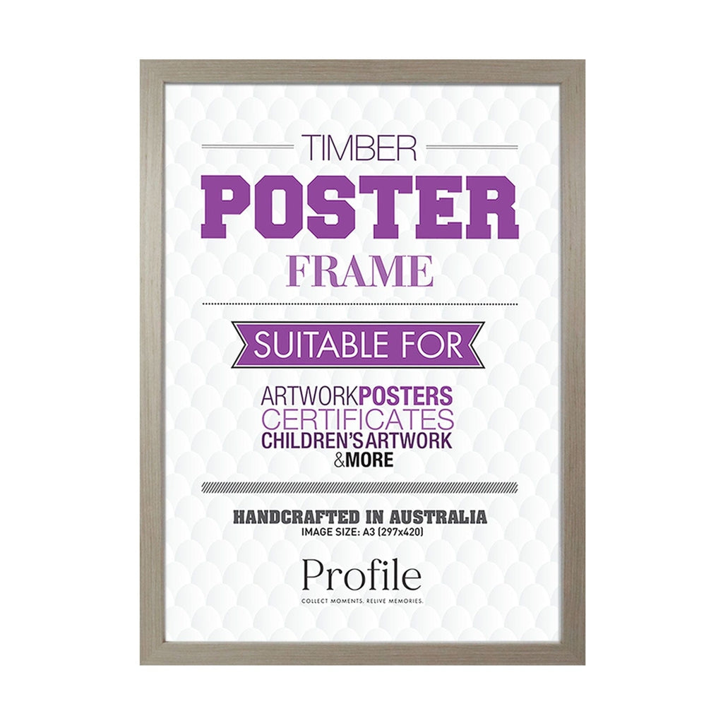 Elegant Stone Ash Timber A3 Picture Frame from our Australian Made A3 Picture Frames collection by Profile Products Australia