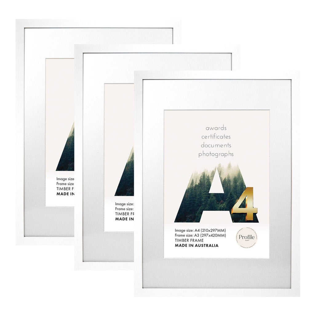 Elegant White A3/A4 Photo Frame (Bulk Frame 3 Pack) from our Australian Made A3 Picture Frames collection by Profile Products Australia