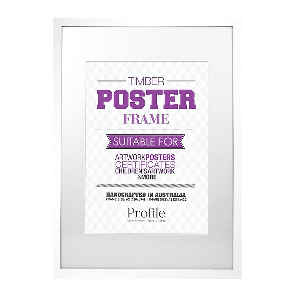 Elegant White Certificate Frame A2 (42x59.4cm) to suit A3 (30x42cm) image from our Australian Made Picture Frames collection by Profile Products Australia