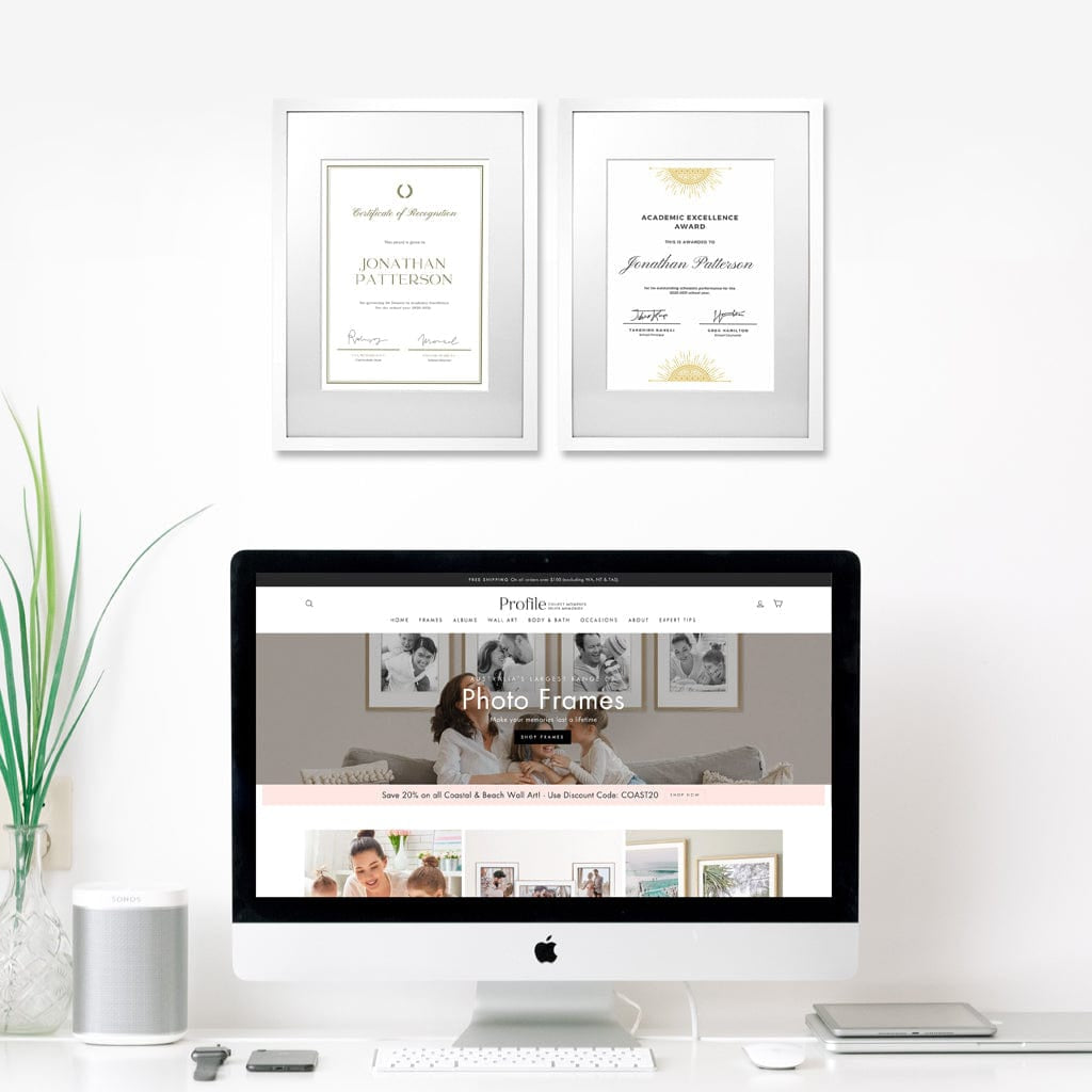 Elegant White Certificate Frame from our Australian Made Picture Frames collection by Profile Products Australia