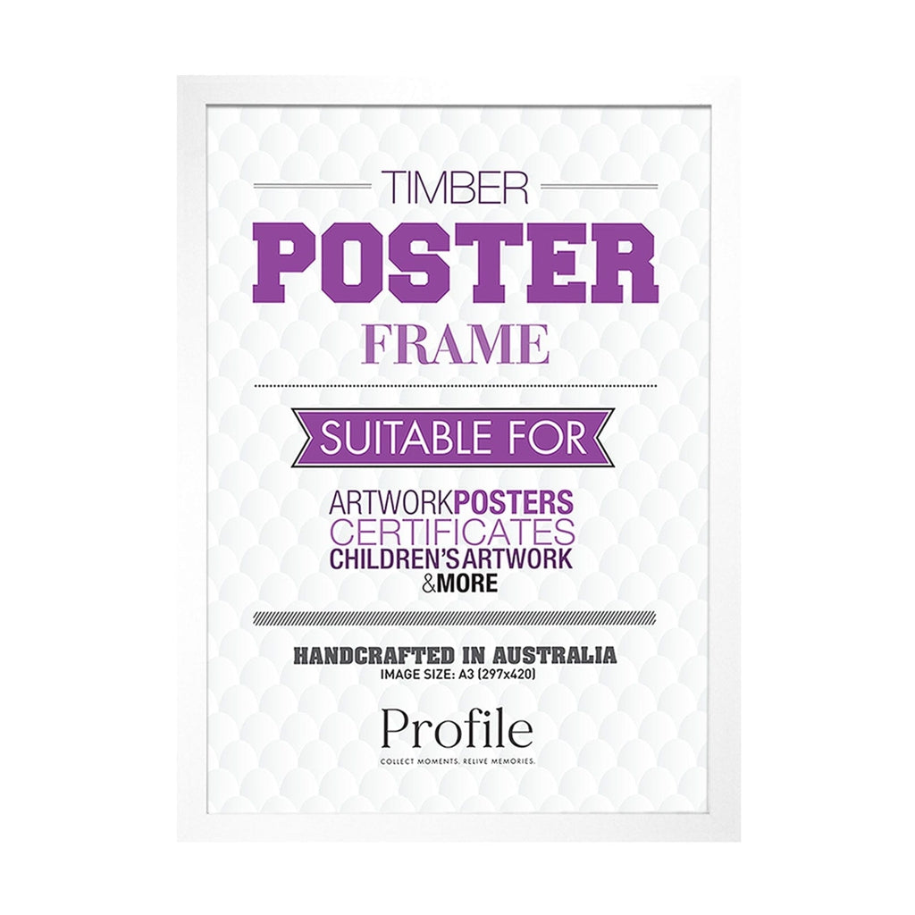 Elegant White Timber A3 Picture Frame from our Australian Made A3 Picture Frames collection by Profile Products Australia