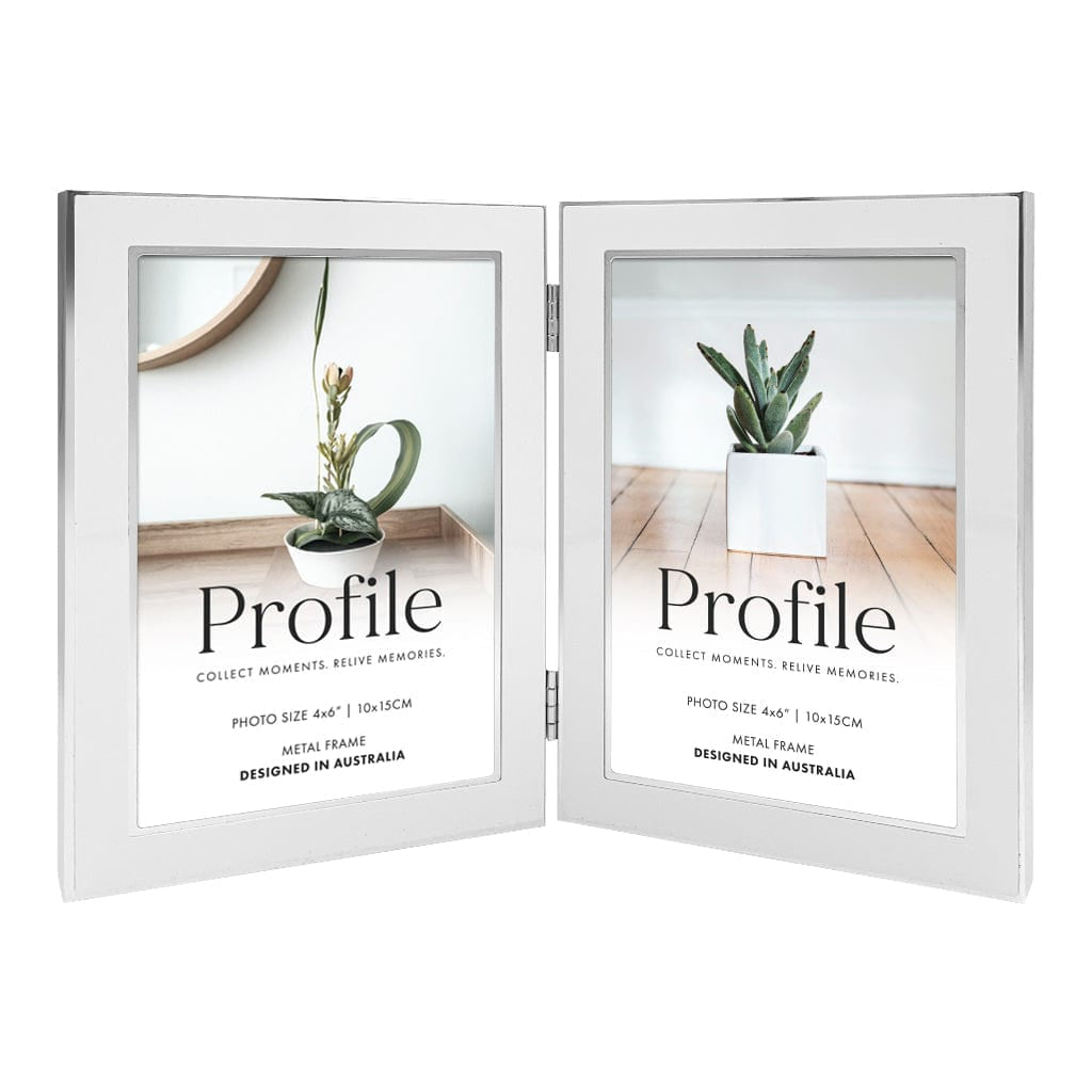 Eternal Hinged Double White Metal Photo Frame from our Metal Photo Frames collection by Profile Products Australia