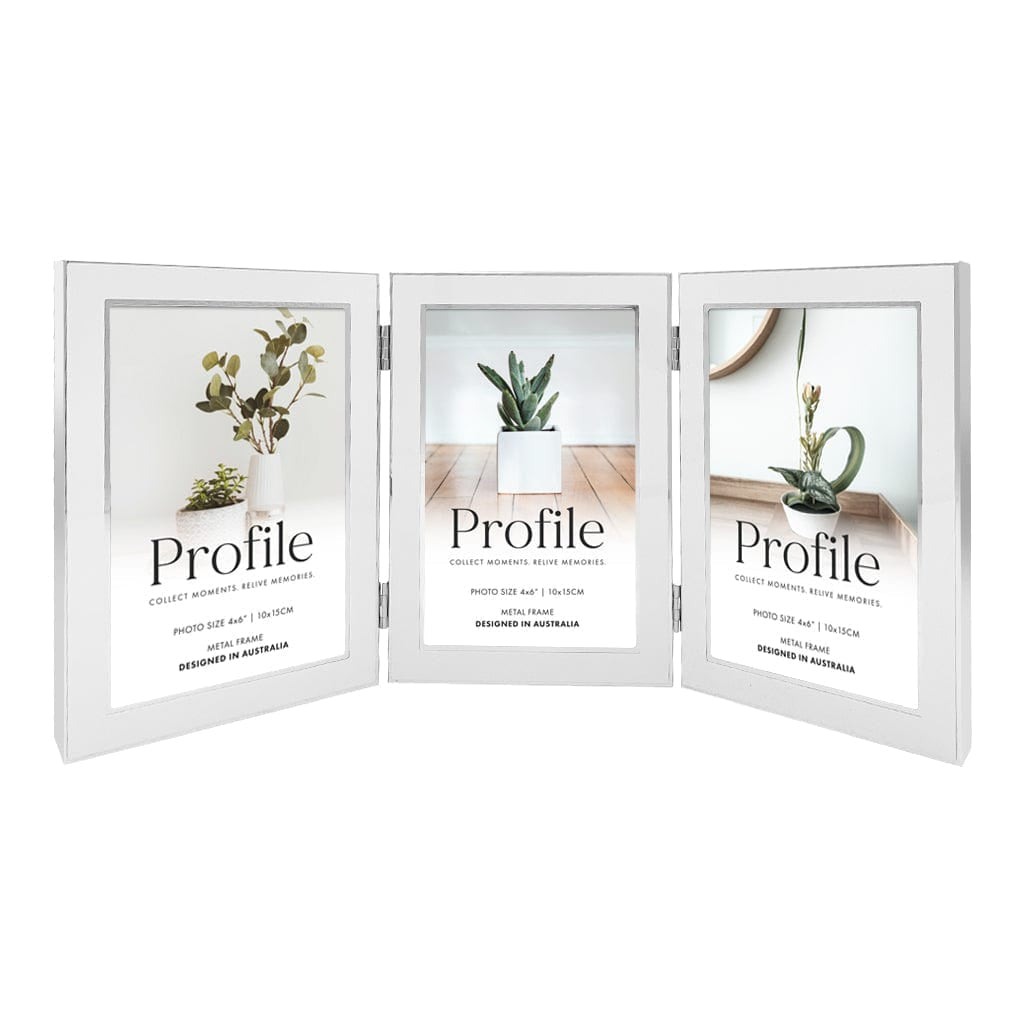 Eternal Hinged Triple White Metal Photo Frame from our Metal Photo Frames collection by Profile Products Australia