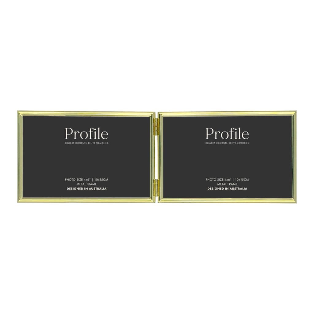 Habitat Gold Hinged Double Metal Photo Frame 4x6in (10x15cm) (2)H from our Metal Photo Frames collection by Profile Products Australia