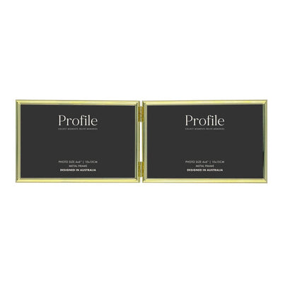 Habitat Gold Hinged Double Metal Photo Frame 4x6in (10x15cm) (2)H from our Metal Photo Frames collection by Profile Products Australia