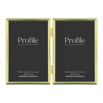 Habitat Gold Hinged Double Metal Photo Frame 4x6in (10x15cm) (2)V from our Metal Photo Frames collection by Profile Products Australia