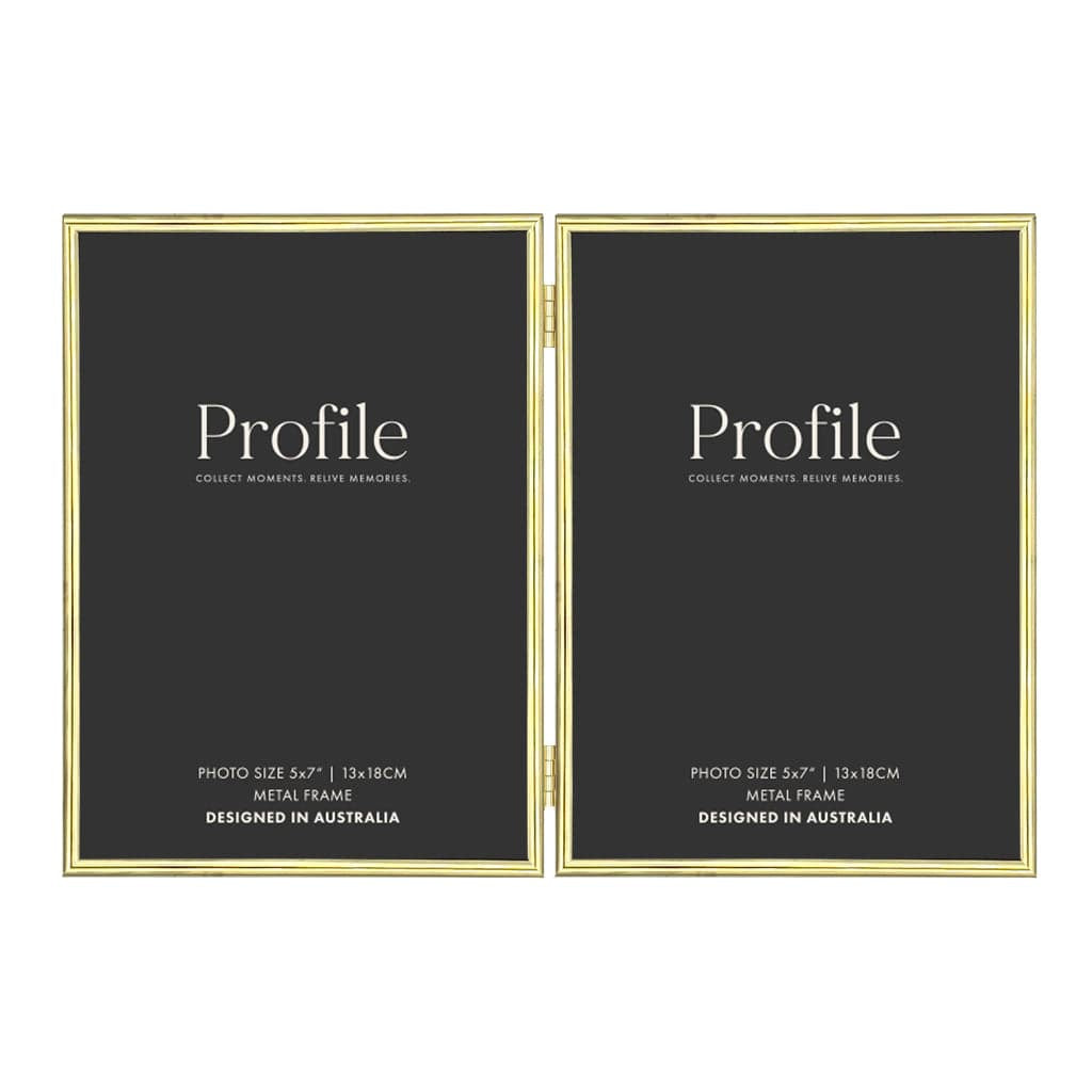 Habitat Gold Hinged Double Metal Photo Frame 5x7in (13x18cm) (2)V from our Metal Photo Frames collection by Profile Products Australia