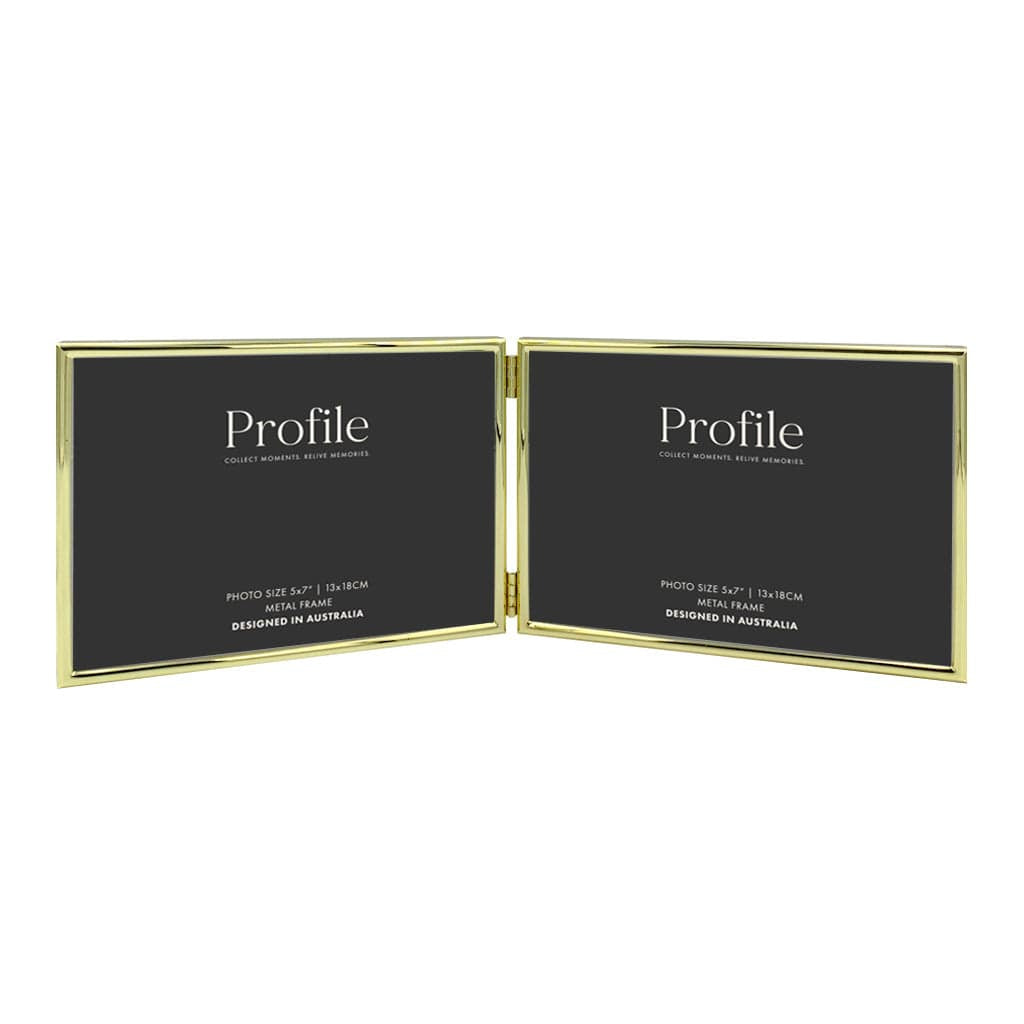 Habitat Gold Hinged Double Metal Photo Frame from our Metal Photo Frames collection by Profile Products Australia