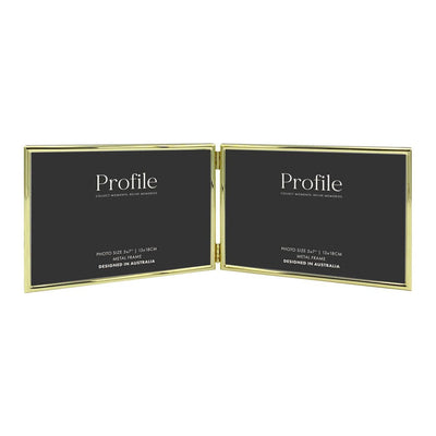 Habitat Gold Hinged Double Metal Photo Frame from our Metal Photo Frames collection by Profile Products Australia