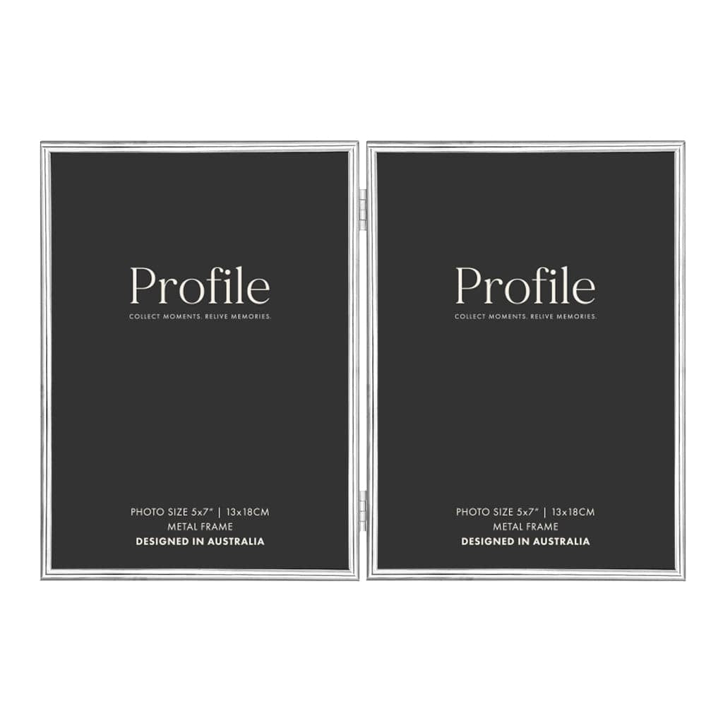 Habitat Silver Hinged Double Metal Photo Frame 5x7in (13x18cm) (2)V from our Metal Photo Frames collection by Profile Products Australia