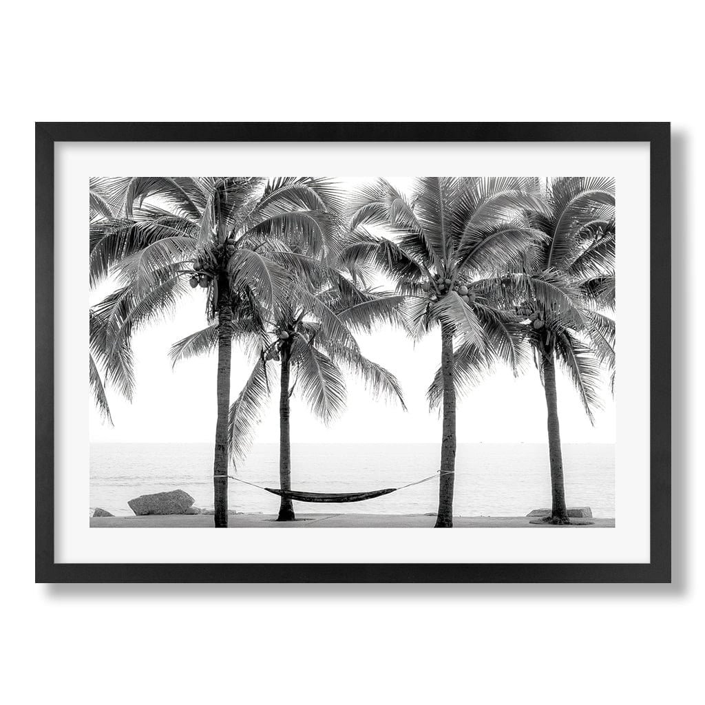 Hammock and Palms B&W Wall Art Print from our Australian Made Framed Wall Art, Prints & Posters collection by Profile Products Australia