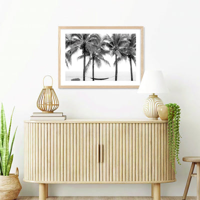 Hammock and Palms B&W Wall Art Print from our Australian Made Framed Wall Art, Prints & Posters collection by Profile Products Australia