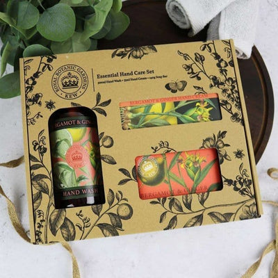 Kew Gardens Bergamot and Ginger Essential Hand Care Gift Box from our Luxury Bar Soap collection by The English Soap Company