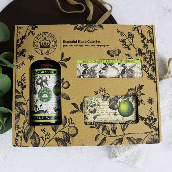 Kew Gardens Lemongrass & Lime Essential Hand Care Gift Box from our Luxury Bar Soap collection by The English Soap Company