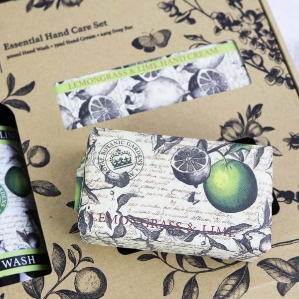 Kew Gardens Lemongrass & Lime Essential Hand Care Gift Box from our Luxury Bar Soap collection by The English Soap Company