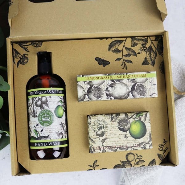 Kew Gardens Lemongrass & Lime Essential Hand Care Gift Box from our Luxury Bar Soap collection by The English Soap Company