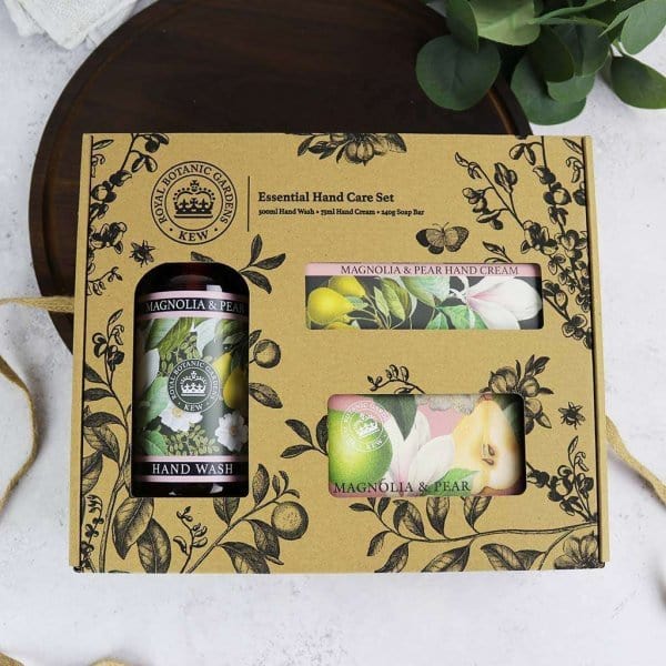 Kew Gardens Magnolia and Pear Essential Hand Care Gift Box from our Luxury Bar Soap collection by The English Soap Company