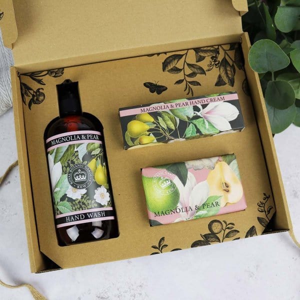 Kew Gardens Magnolia and Pear Essential Hand Care Gift Box from our Luxury Bar Soap collection by The English Soap Company