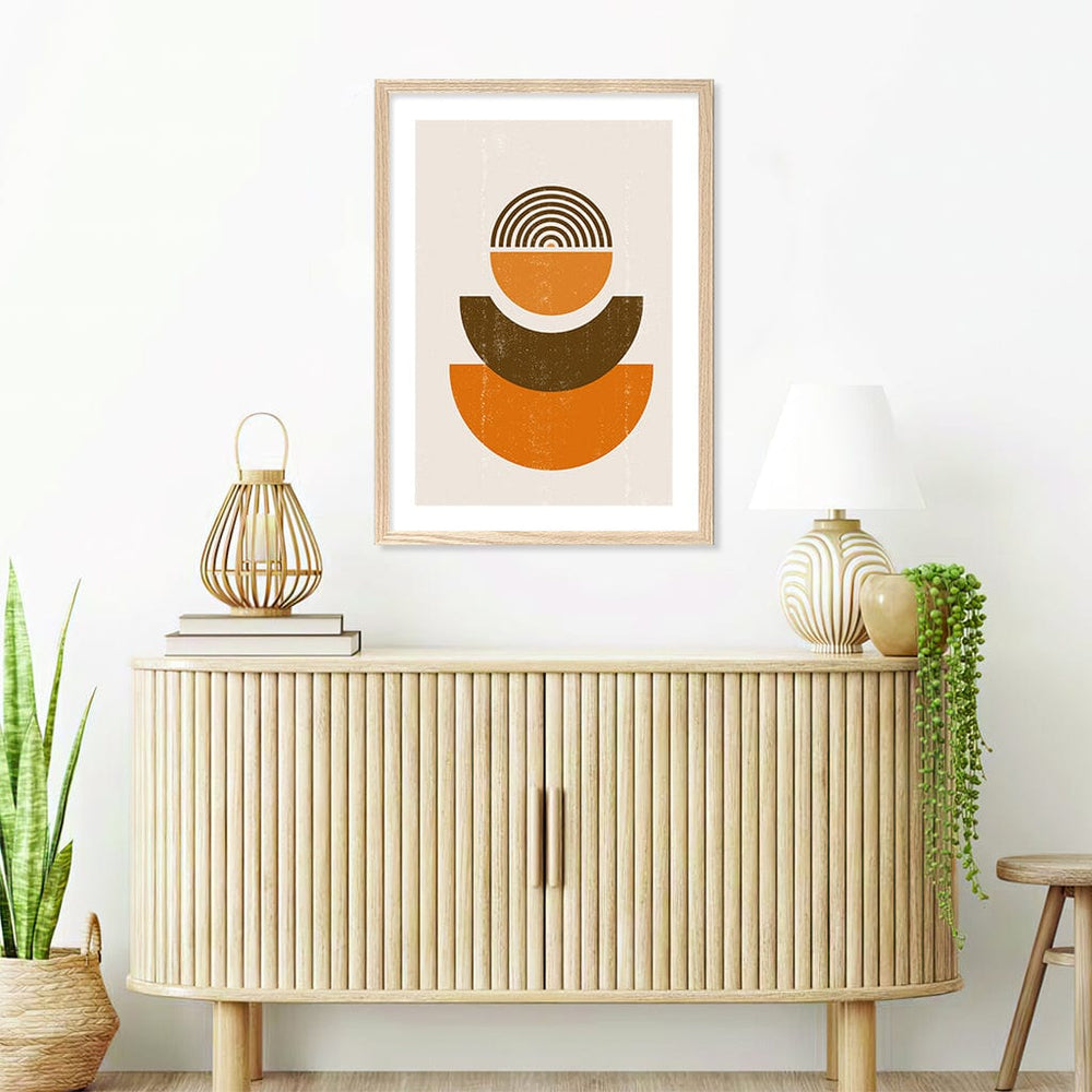 Orange Boho Sun Shapes Wall Art Print from our Australian Made Framed Wall Art, Prints & Posters collection by Profile Products Australia