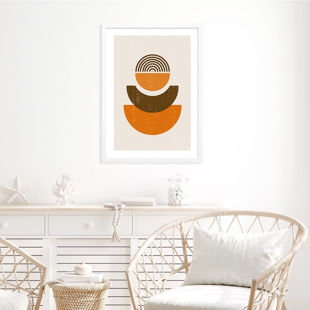 Orange Boho Sun Shapes Wall Art Print from our Australian Made Framed Wall Art, Prints & Posters collection by Profile Products Australia