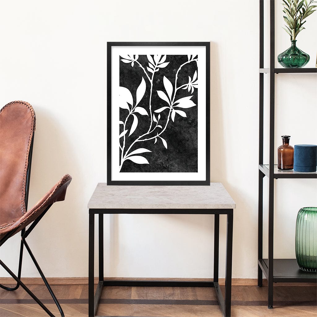 Silhouette Branch Leaves Night Wall Art Print from our Australian Made Framed Wall Art, Prints & Posters collection by Profile Products Australia