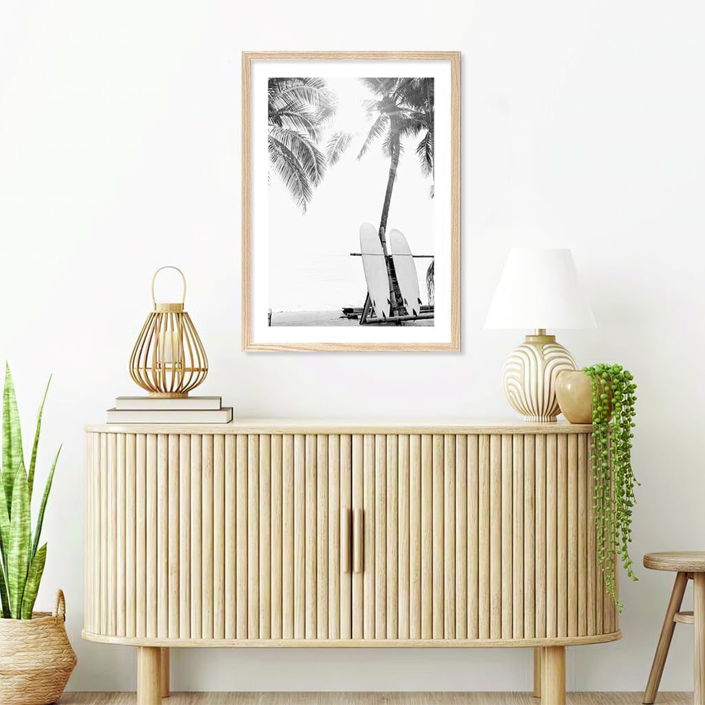 Surfboard Sunrise B&W Wall Art Print from our Australian Made Framed Wall Art, Prints & Posters collection by Profile Products Australia