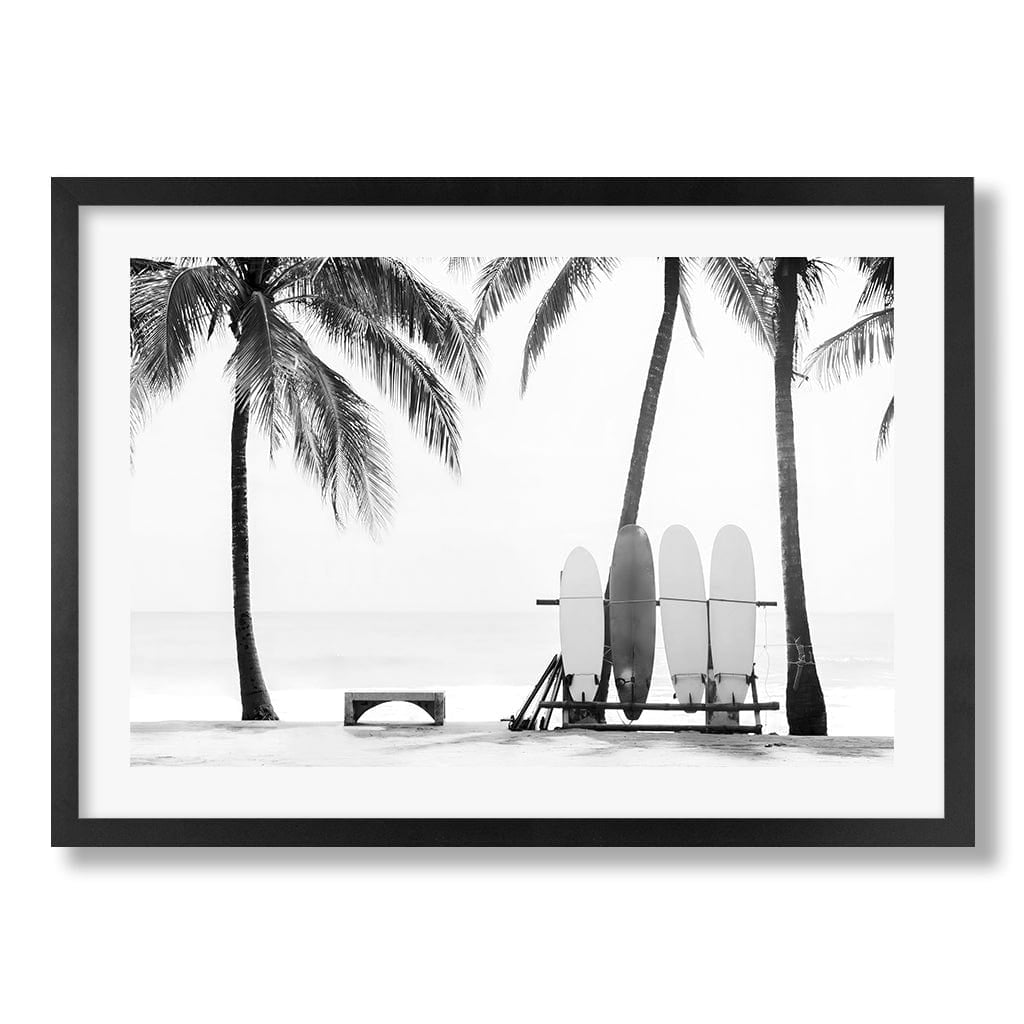 Surfboards & Palms B&W Wall Art Print from our Australian Made Framed Wall Art, Prints & Posters collection by Profile Products Australia