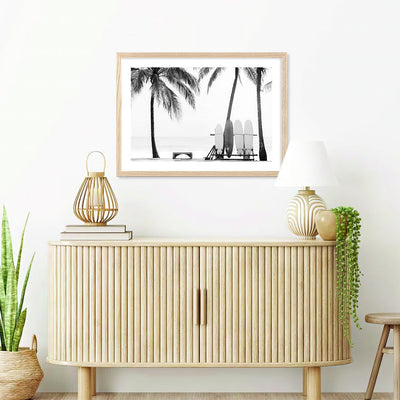 Surfboards & Palms B&W Wall Art Print from our Australian Made Framed Wall Art, Prints & Posters collection by Profile Products Australia