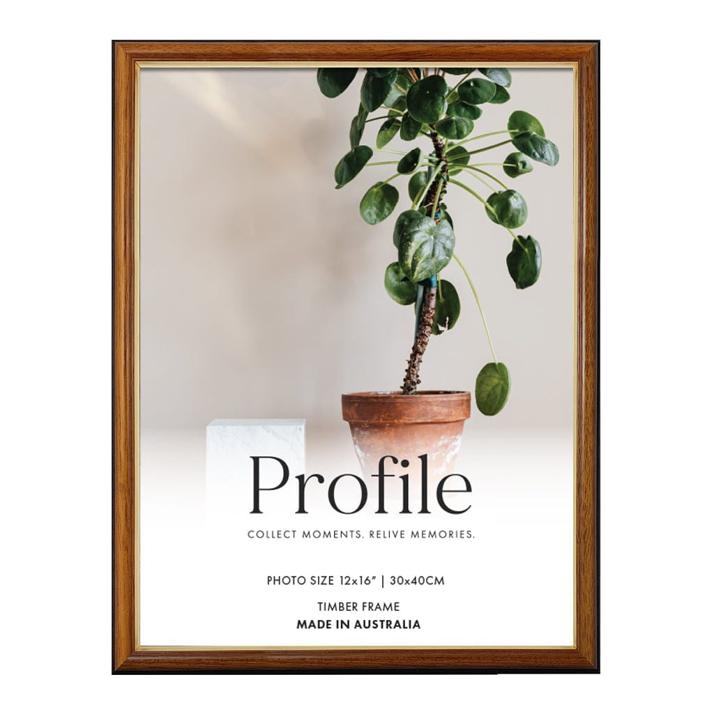 Traditional Walnut Gold Timber Photo Frame 12x16in (30x40cm) from our Australian Made Picture Frames collection by Profile Products Australia