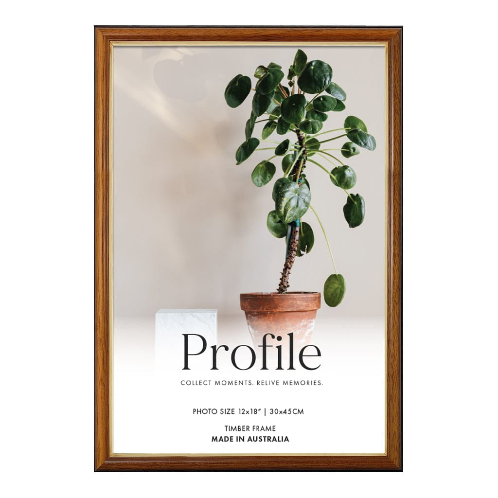 Traditional Walnut Gold Timber Photo Frame 12x18in (30x46cm) from our Australian Made Picture Frames collection by Profile Products Australia