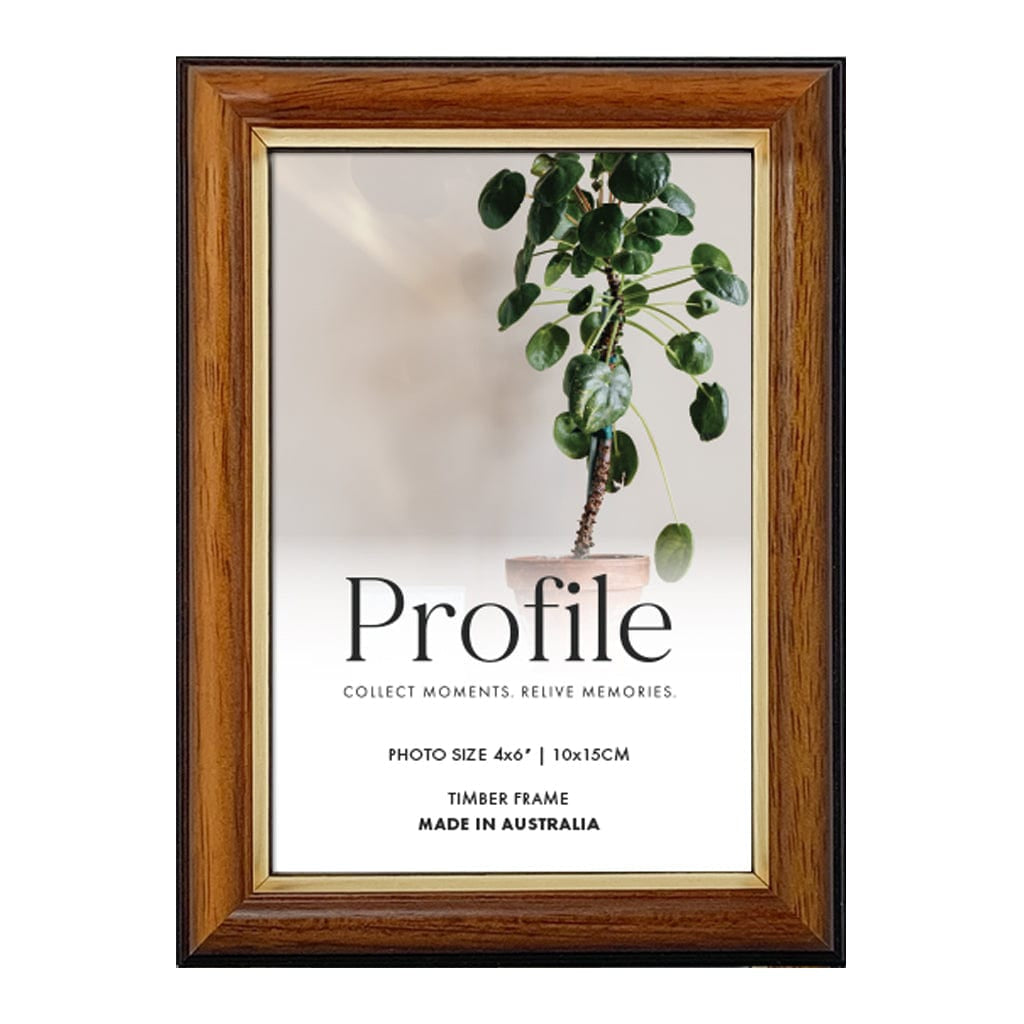 Traditional Walnut Gold Timber Photo Frame 4x6in (10x15cm) from our Australian Made Picture Frames collection by Profile Products Australia