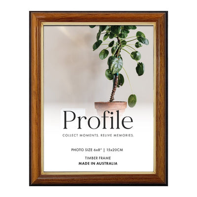 Traditional Walnut Gold Timber Photo Frame 6x8in (15x20cm) from our Australian Made Picture Frames collection by Profile Products Australia
