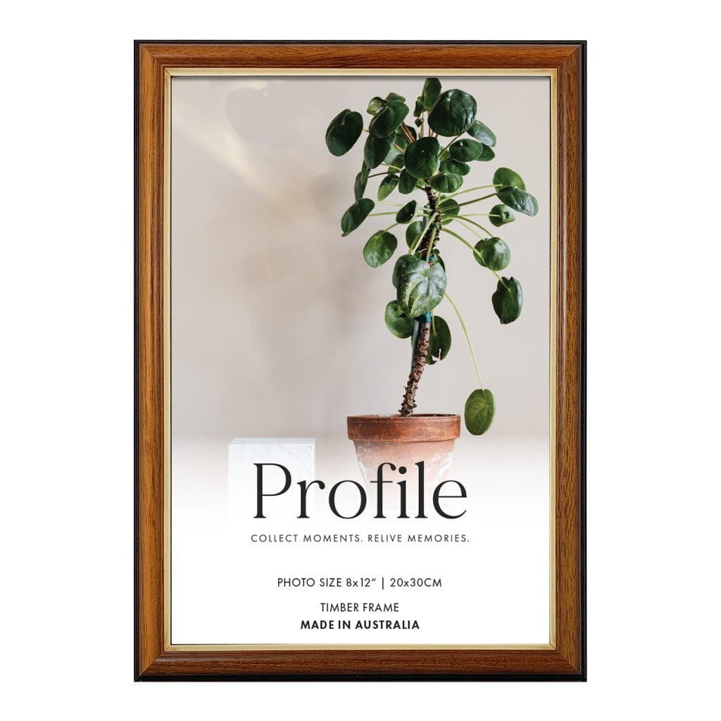 Traditional Walnut Gold Timber Photo Frame 8x12in (20x30cm) from our Australian Made Picture Frames collection by Profile Products Australia