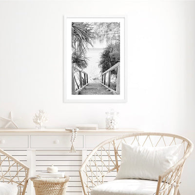 Wategos Beach Stairs B&W Wall Art Print from our Australian Made Framed Wall Art, Prints & Posters collection by Profile Products Australia