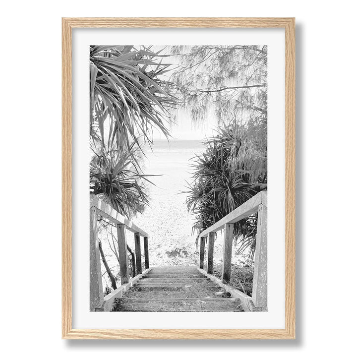 Wategos Beach Stairs B&W Wall Art Print from our Australian Made Framed Wall Art, Prints & Posters collection by Profile Products Australia