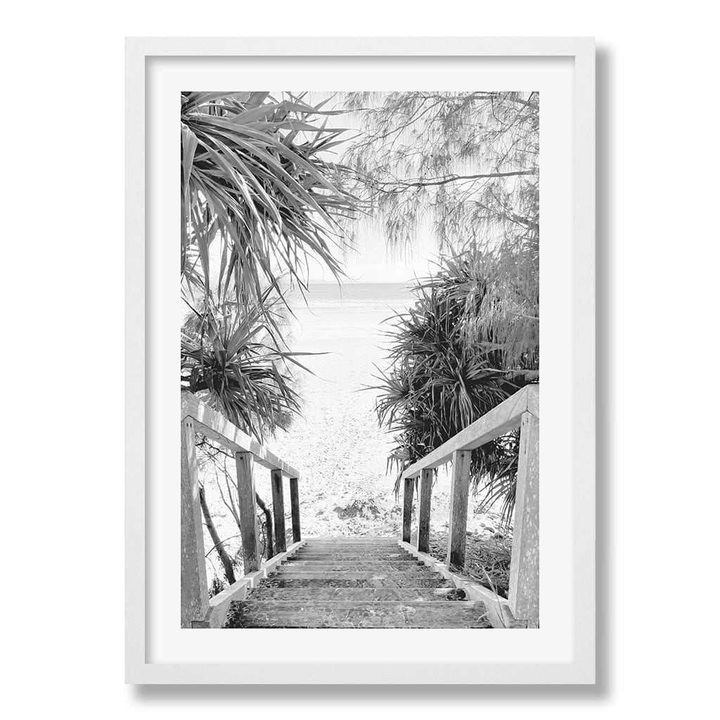 Wategos Beach Stairs B&W Wall Art Print from our Australian Made Framed Wall Art, Prints & Posters collection by Profile Products Australia