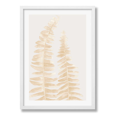 Watercolour Fern Leaves Beige Wall Art Print from our Australian Made Framed Wall Art, Prints & Posters collection by Profile Products Australia