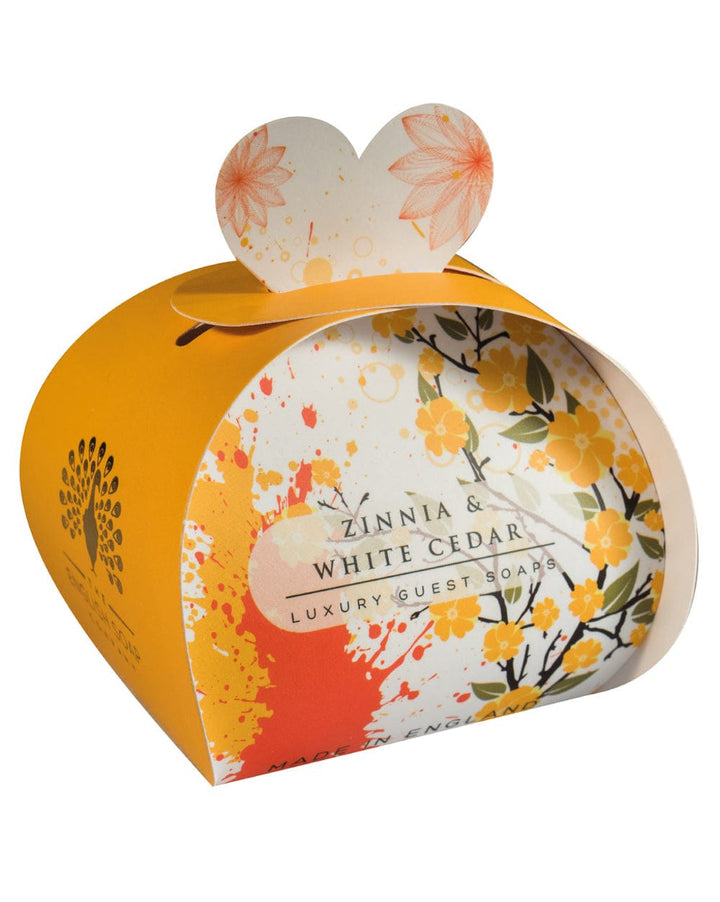 Zinnia and White Cedar Guest Soaps (3 x 20g) from our Luxury Bar Soap collection by The English Soap Company